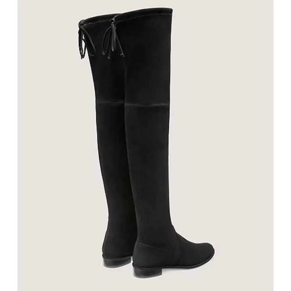 STUART WEITZMAN Lowland Over The Knee Suede Leather Boots Black Sz 5